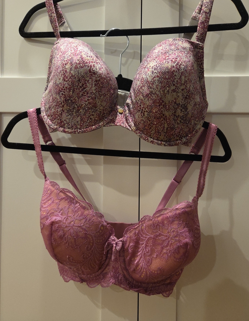 Le Mystere Pink Printed & Lace Bra Duo